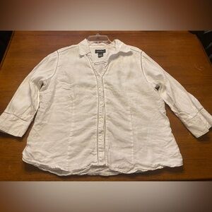 Eddie Bauer Cream Linen Blouse L